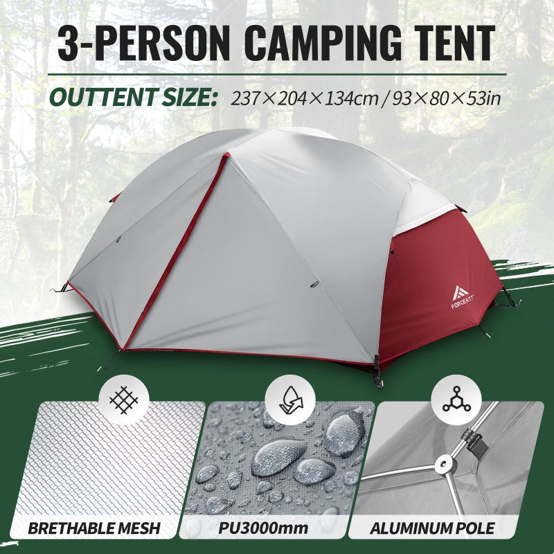 Forceatt Tent 3 Person Camping Tent, Waterproof and Windproof 3-4 Seasons Ultralight Backpack Tent, can be Installed Immediately, Suitable for Hiking, Camping, Outdoorâ€¦ - Image 2